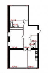 Трёхкомнатная квартира 116.3 м²