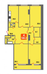 Четырёхкомнатная квартира 185.2 м²